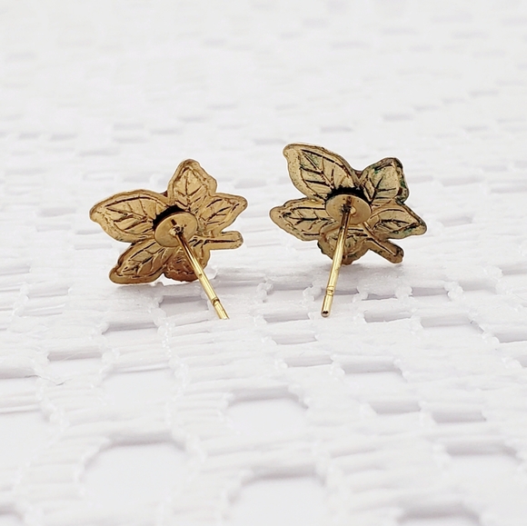 Beautiful Dainty Autumn Leaf Post Earrings - Picture 2 of 5